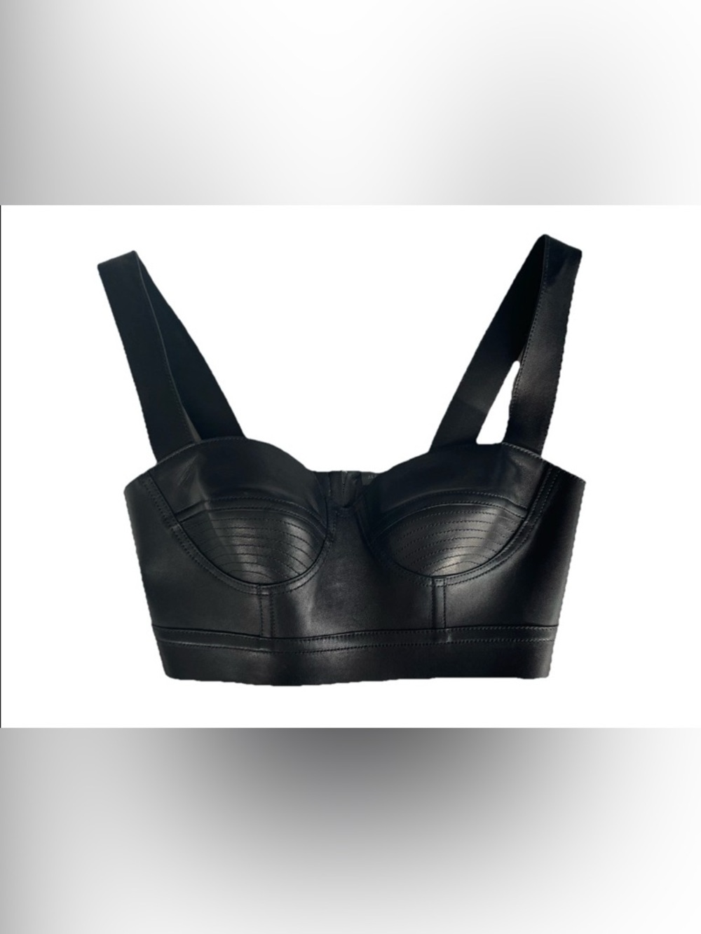 Alexander MCQUEEN Vintage 2017 Black Leather Bustier Cropped Corset Top 40IT